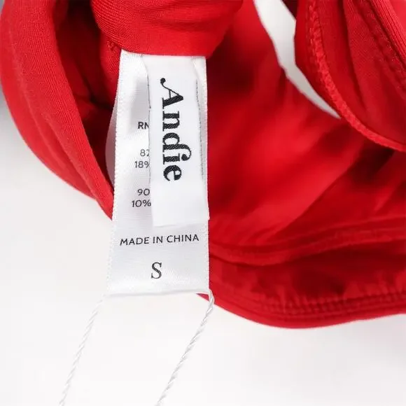 NWT Andie Swim Women's Ventura Bikini Top Cherry Red Size Small Padded Support - Picture 5 of 10